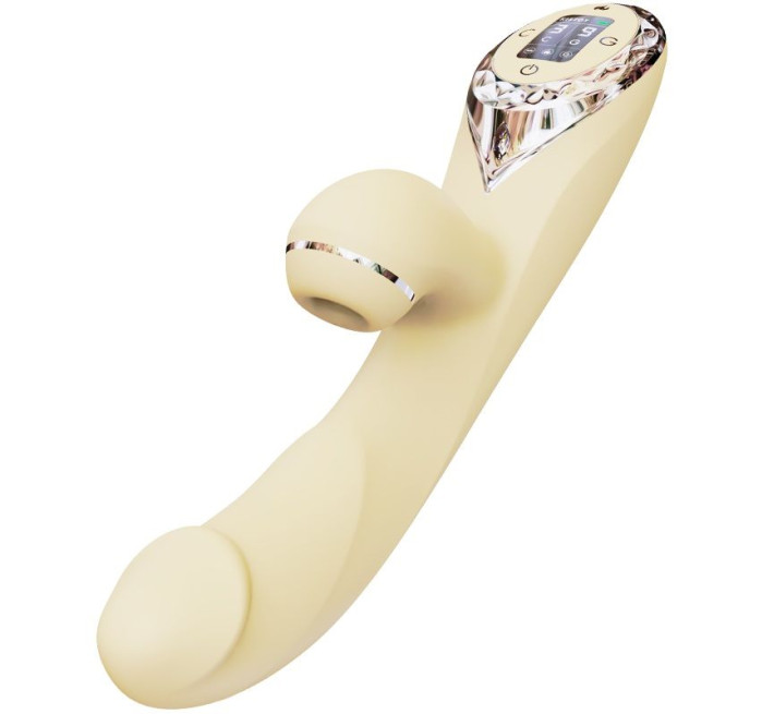 Вакуумный вибратор-кролик с подогревом KISTOY A-King Pro Yellow, с LED-экраном