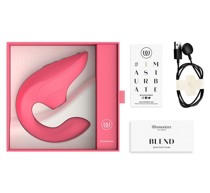 Вагінально-кліторальний стимулятор Womanizer Blend Vibrant Rose, вібрація + вакуум, 2 мотори