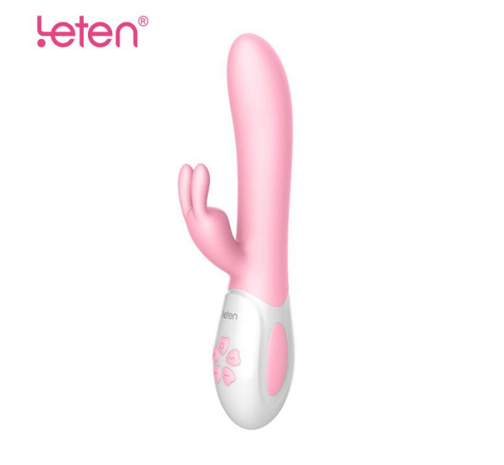Вибратор-кролик с массирующим стволом и подогревом Leten Abby Розовый