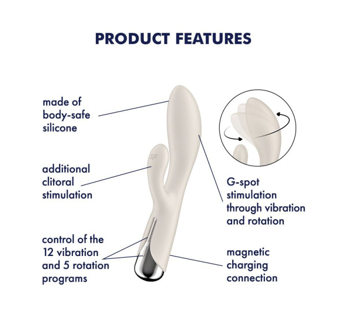 Вібратор-кролик з ротацією Satisfyer Spinning Rabbit 1 Beige, 3 мотори