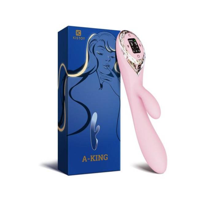 Вибратор-кролик с надувающейся головкой Kistoy A-King, LED-экран
