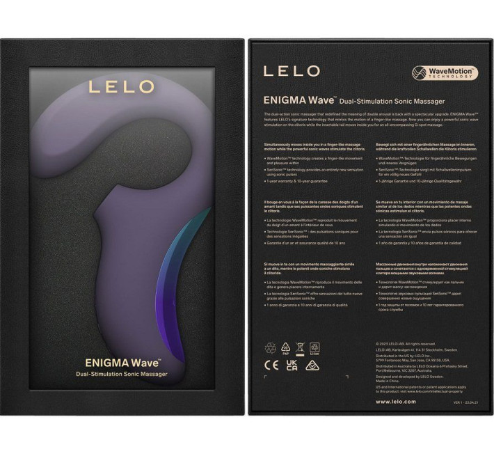 Кліторально-вагінальний звуковий стимулятор LELO Enigma WAVE Cyber Purple, 3 типи стимуляції