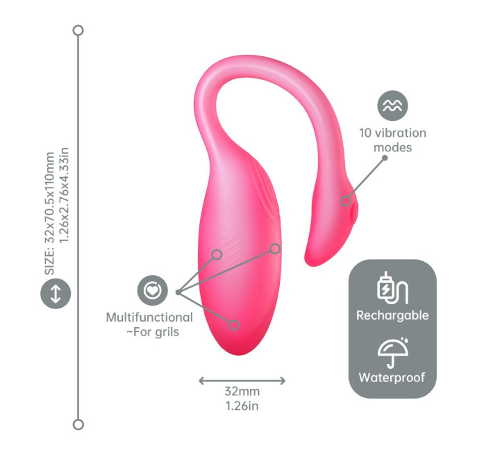 Смарт-виброяйцо Magic Motion Flamingo Max Pink 2 в 1: виброяйцо и тренажер Кегеля, 10 режимов