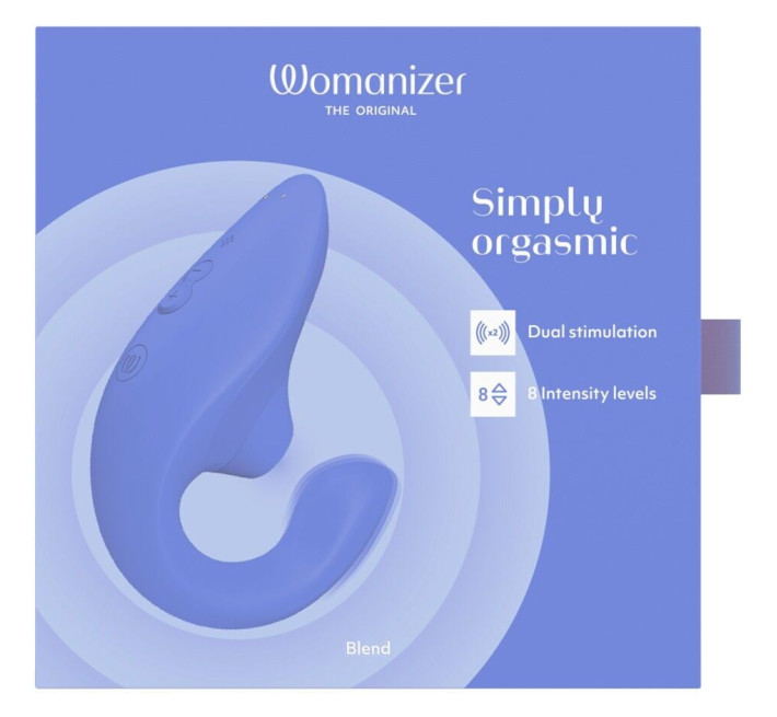 Вагінально-кліторальний стимулятор Womanizer Blend Vibrant Blue, вібрація + вакуум, 2 мотори