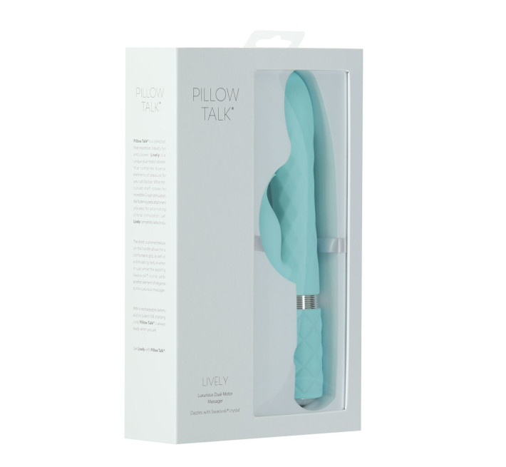 Роскошный кролик с ротацией и вибрацией Pillow Talk Lively Teal, кристалл Сваровски