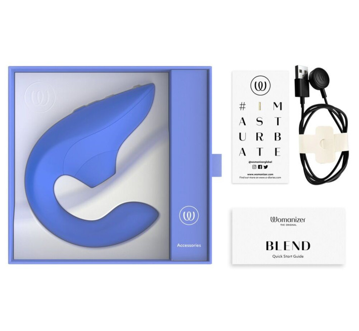 Вагінально-кліторальний стимулятор Womanizer Blend Vibrant Blue, вібрація + вакуум, 2 мотори
