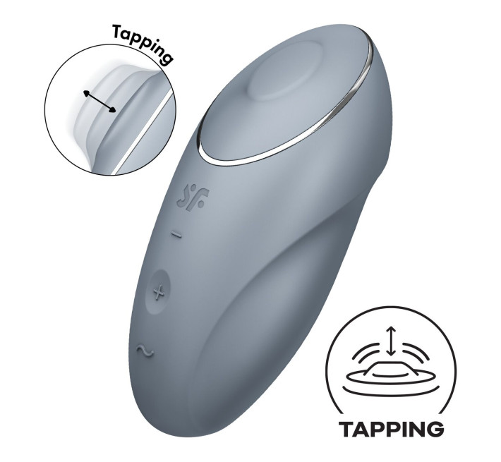 Вібростимулятор-пульсатор Satisfyer Tap & Climax 1 Bluegrey, ефект постукування пальцем, 2 мотори