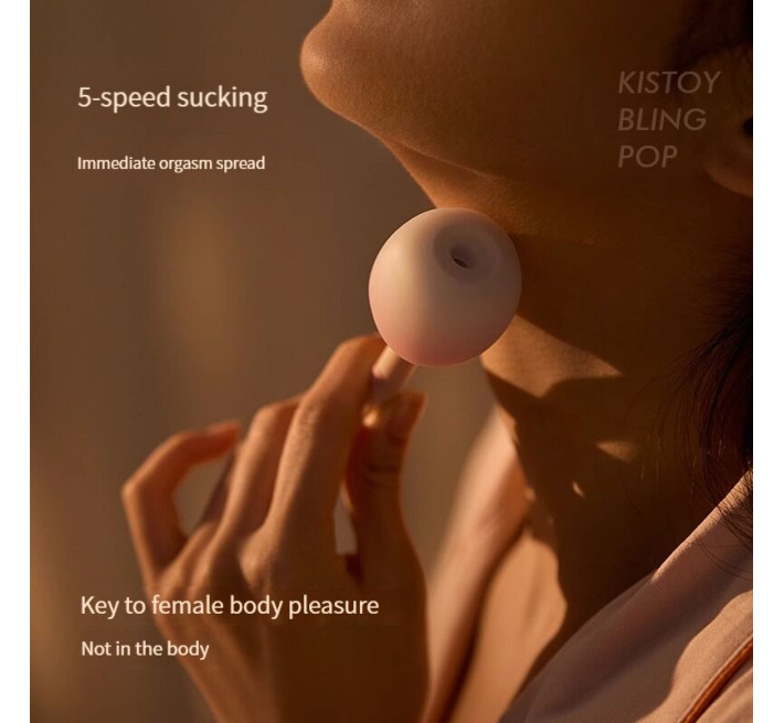 Вакуумный стимулятор с вибрацией «конфета на палочке» KISTOY Bling Pop, зарядный кейс-ночник