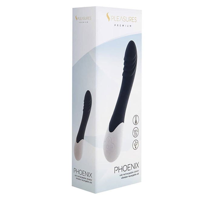 Вібратор S Pleasures Premium Phoenix, для точки G, чорний, водостійкий, 16 видів вібрації, нагрів