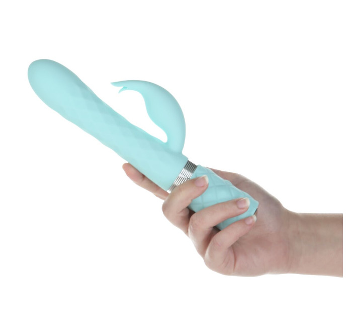 Роскошный кролик с ротацией и вибрацией Pillow Talk Lively Teal, кристалл Сваровски