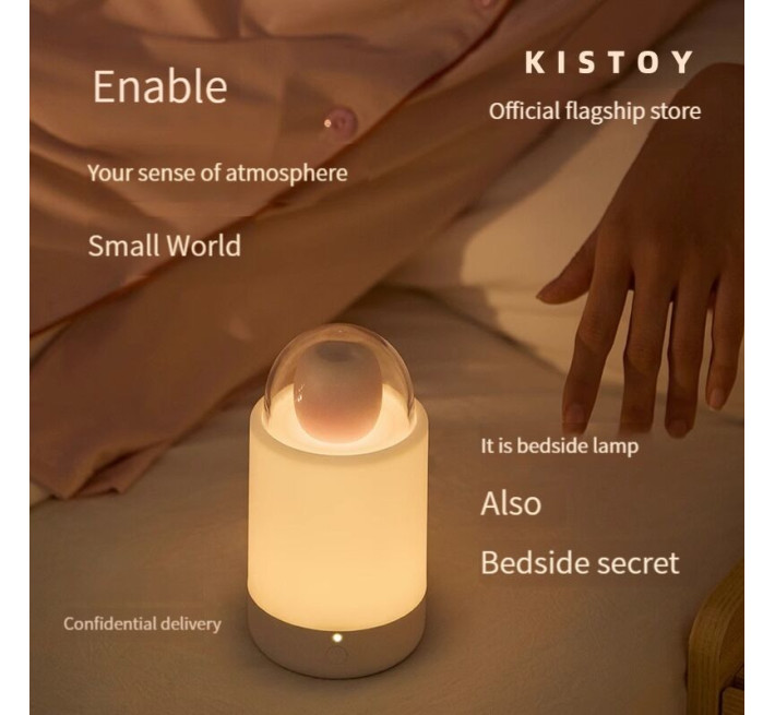 Вакуумный стимулятор с вибрацией «конфета на палочке» KISTOY Bling Pop, зарядный кейс-ночник