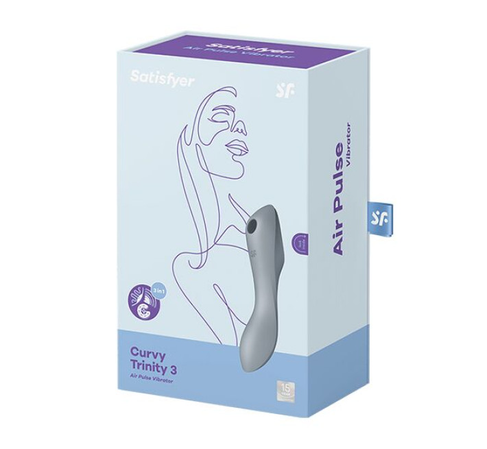 Вакуумний стимулятор з вібрацією Satisfyer Curvy Trinity 3 BlueGrey