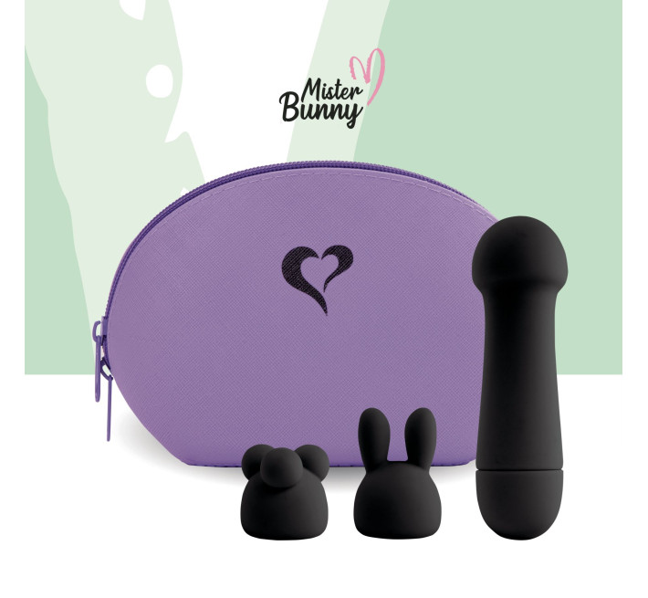 Міні-вібратор FeelzToys Mister Bunny з двома насадками Чорний