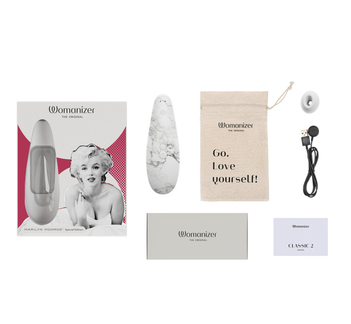 Вакуумний стимулятор клітора Womanizer Marilyn Monroe White Marble