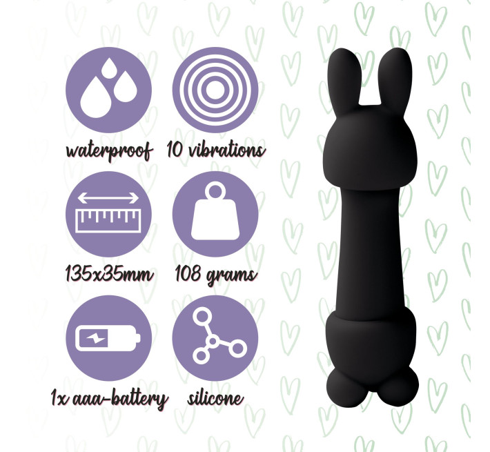 Міні-вібратор FeelzToys Mister Bunny з двома насадками Чорний