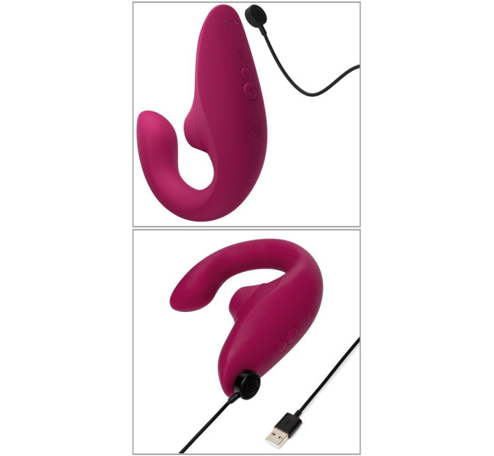 Вагинально-клиторальный стимулятор Womanizer Blend Vibrant Pink, вибрация + вакуум, 2 мотора