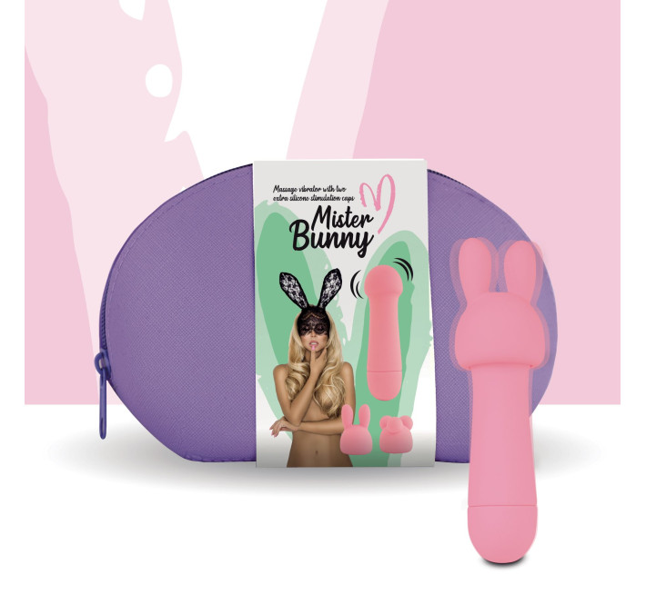 Міні-вібратор FeelzToys Mister Bunny з двома насадками Рожевий