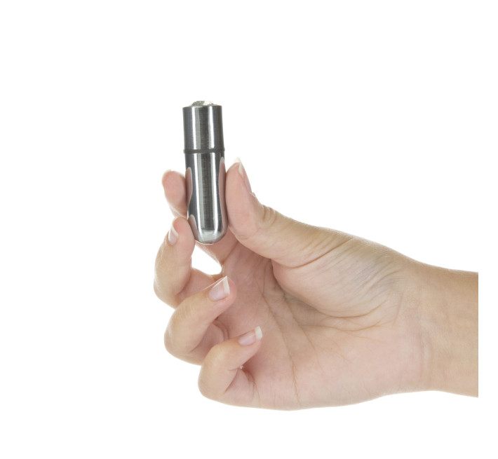 Виброшар PowerBullet First-Class Bullet 2.5″ с Key Chain Pouch, Silver, 9 режимов вибрации