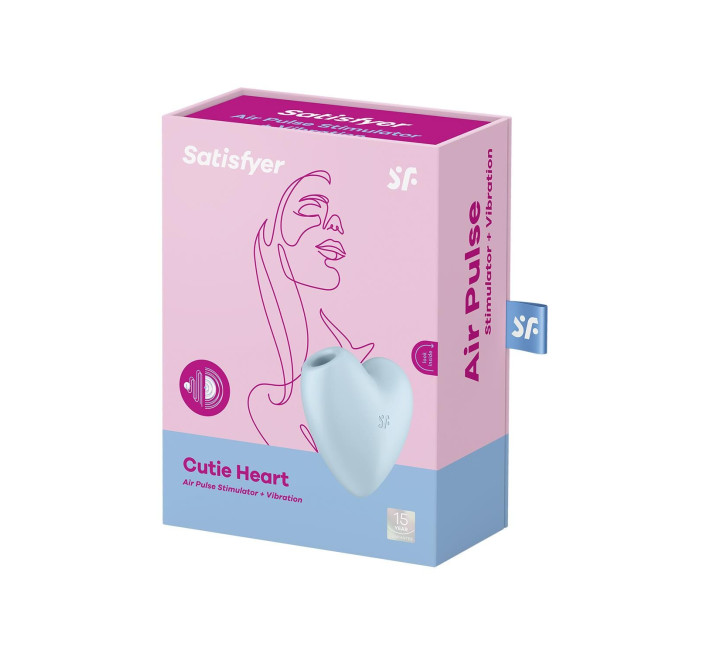 Вакуумный стимулятор-сердце с вибрацией Satisfyer Cutie Heart Blue