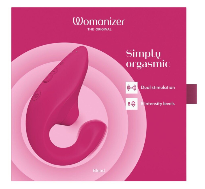 Вагинально-клиторальный стимулятор Womanizer Blend Vibrant Pink, вибрация + вакуум, 2 мотора