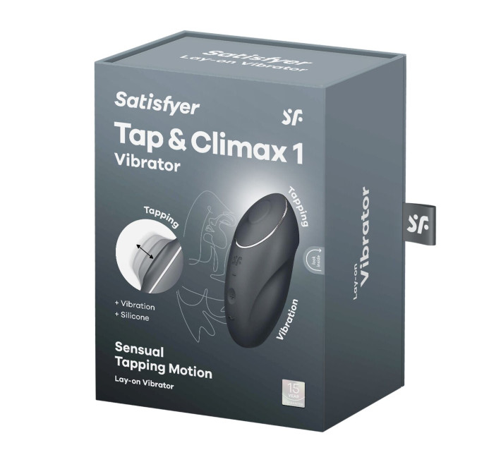Вібростимулятор-пульсатор Satisfyer Tap & Climax 1 Grey, ефект постукування пальцем, 2 мотори