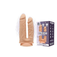 Фалоімітатор подвійний з вібрацією SilexD Double Gusto Flesh Motor (Model 1 size 8 & 7), двошарови Фалоімітатор подвійний з вібрацією SilexD Double Gusto Flesh Motor (Model 1 size 8 & 7), двошарови