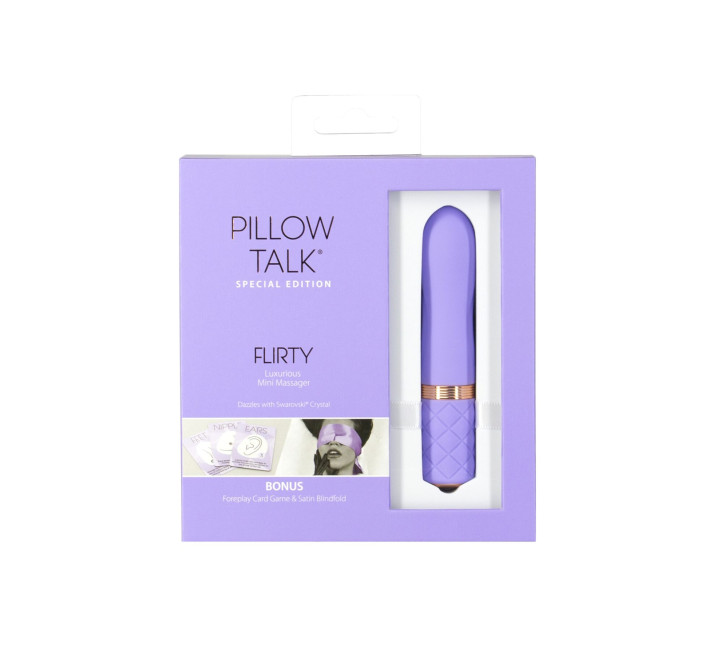 Розкішний вібратор Pillow Talk Flirty Purple Special Edition, Сваровскі, пов’язка на очі+гра