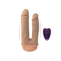 Подвійний фалоімітатор з вібрацією SilexD Double Gusto Vibro Flesh (Model 1 size 8" & 7") + LRS, діаметр 4,5 см та 3,7 см Подвійний фалоімітатор з вібрацією SilexD Double Gusto Vibro Flesh (Model 1 size 8" & 7") + LRS, діаметр 4,5 см та 3,7 см