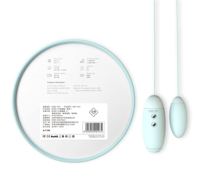 Вакуумный стимулятор с виброяйцом 2-в-1 KisToy Miss VV Голубой