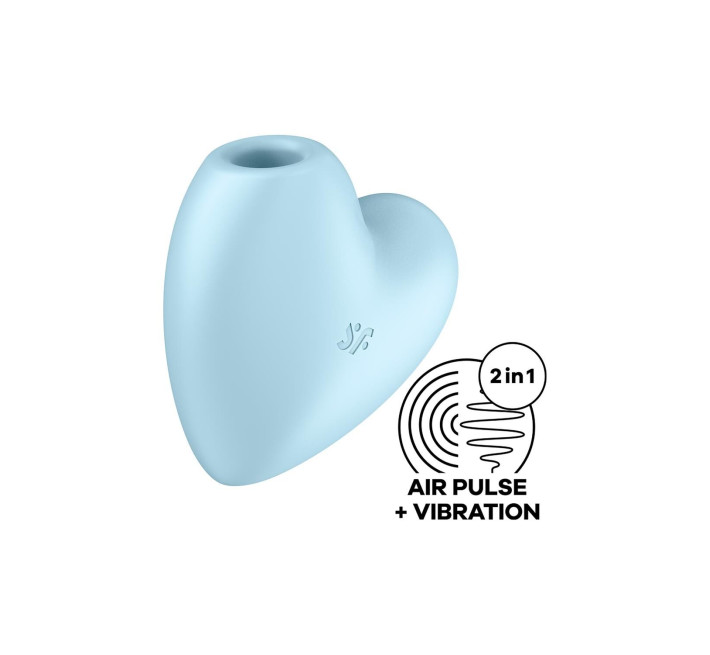 Вакуумный стимулятор-сердце с вибрацией Satisfyer Cutie Heart Blue