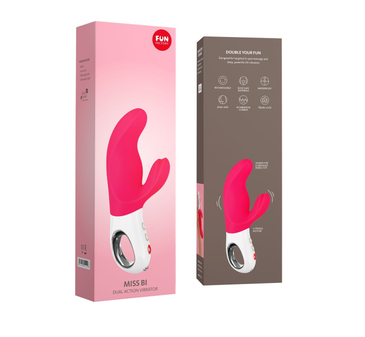 Вибратор-кролик Fun Factory MISS BI pink/white, 2 независимых мотора, диаметр 4,2 см