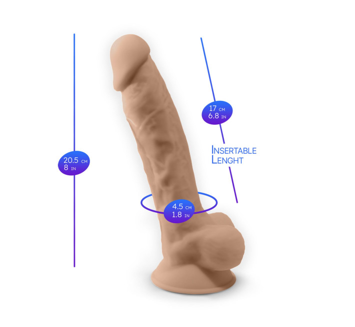 Фаллоимитатор с вибрацией SilexD Vetus Vibro Flesh (MODEL 1 size 8in) + LRS, двухслойный, диам. 4,2 см