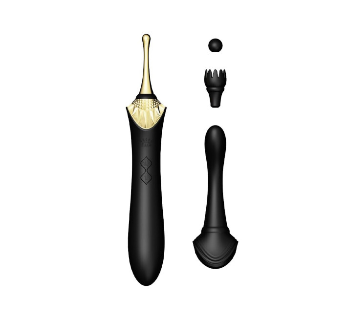 Вагинально-клиторальный вибратор Zalo - Bess Obsidian Black, мультифункциональный с насадками.