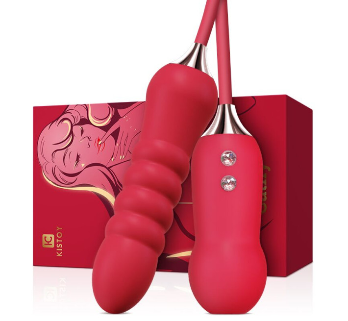 Пульсатор з вакуумним стимулятором Kistoy Cathy Red на гнучкому з'єднанні