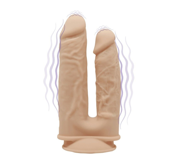 Фалоімітатор подвійний з вібрацією SilexD Double Gusto Flesh Motor (Model 1 size 8 & 7), двошарови