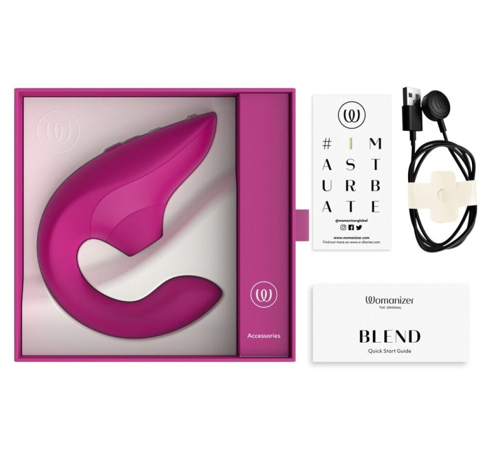 Вагинально-клиторальный стимулятор Womanizer Blend Vibrant Pink, вибрация + вакуум, 2 мотора