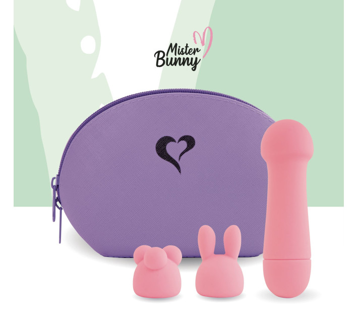 Міні-вібратор FeelzToys Mister Bunny з двома насадками Рожевий