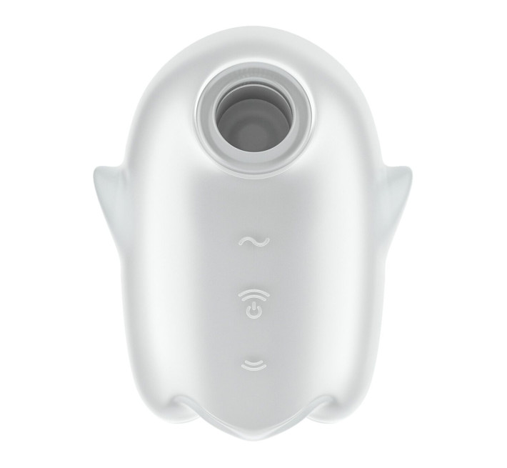 Вакуумний кліторальний стимулятор з вібрацією Satisfyer Glowing Ghost White, світиться в темряві