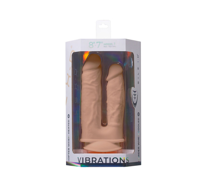 Двойной фаллоимитатор с вибрацией SilexD Double Gusto Vibro Flesh (Model 1 size 8" & 7") + LRS, диаметр 4,5 см и 3,7 см