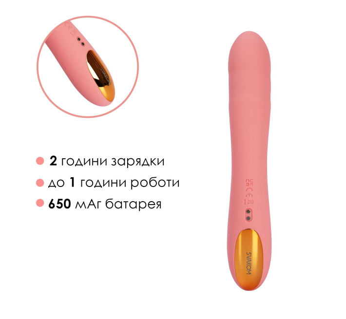 Смарт-вибратор с пульсацией Svakom Ava Neo Peach Pink, 15 режимов работы, водонепроницаемый