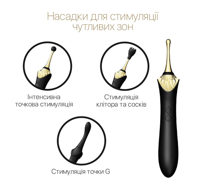 Вагинально-клиторальный вибратор Zalo - Bess Obsidian Black, мультифункциональный с насадками.