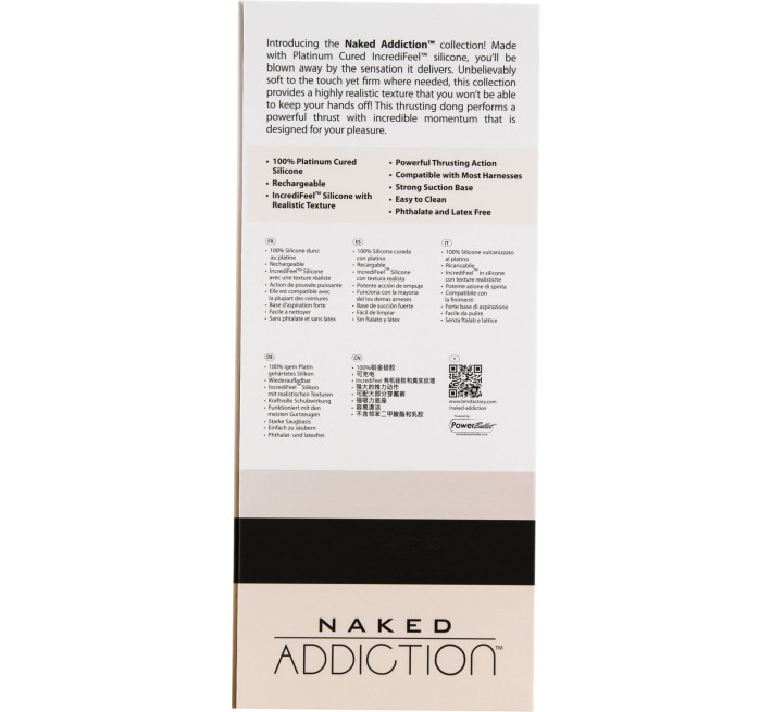 Фаллоимитатор с пульсацией Naked ADDICTION Dominic 9 Vanilla, пульт ДУ, диаметр 4,2 см