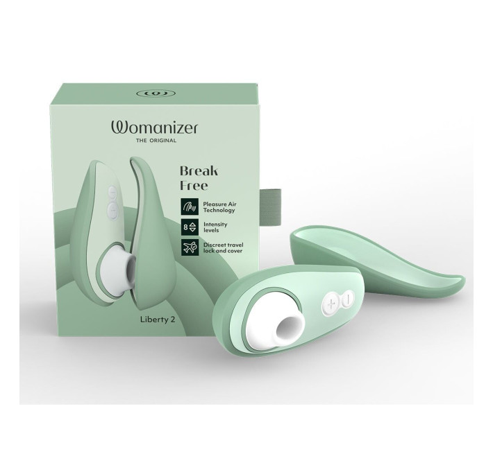 Вакуумний кліторальний стимулятор Womanizer Liberty 2 Sage, 8 режимів, магнітна кришечка