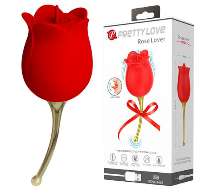Клиторальный стимулятор Pretty Love Rose Lover Licking Stimulator Red