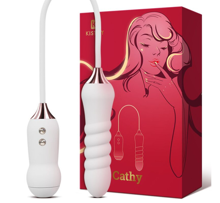 Пульсатор з вакуумним стимулятором Kistoy Cathy White на гнучкому з'єднанні