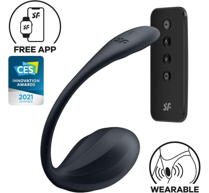 Віброяйце Satisfyer Ribbed Petal Connect App Black