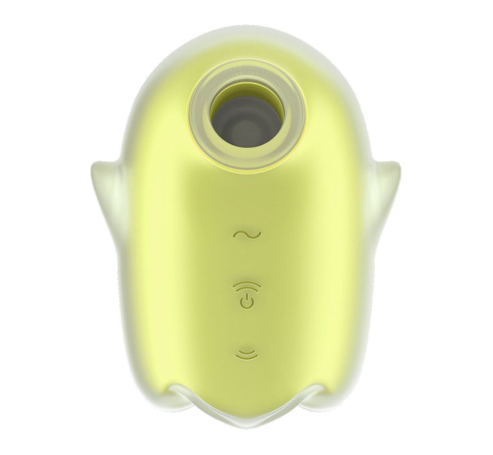 Вакуумний кліторальний стимулятор з вібрацією Satisfyer Glowing Ghost Yellow, світиться в темряві
