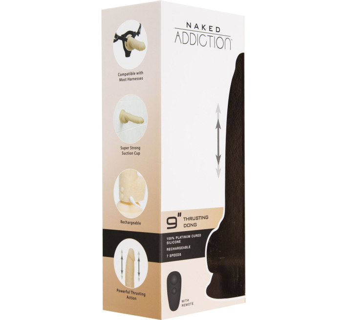 Фаллоимитатор с пульсацией Naked ADDICTION Dominic 9 Vanilla, пульт ДУ, диаметр 4,2 см