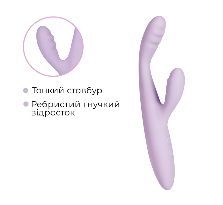 Тонкий кролик-вибратор Svakom Cici+ 2 Lilac, управление со смартфона, подогрев до 38 °C