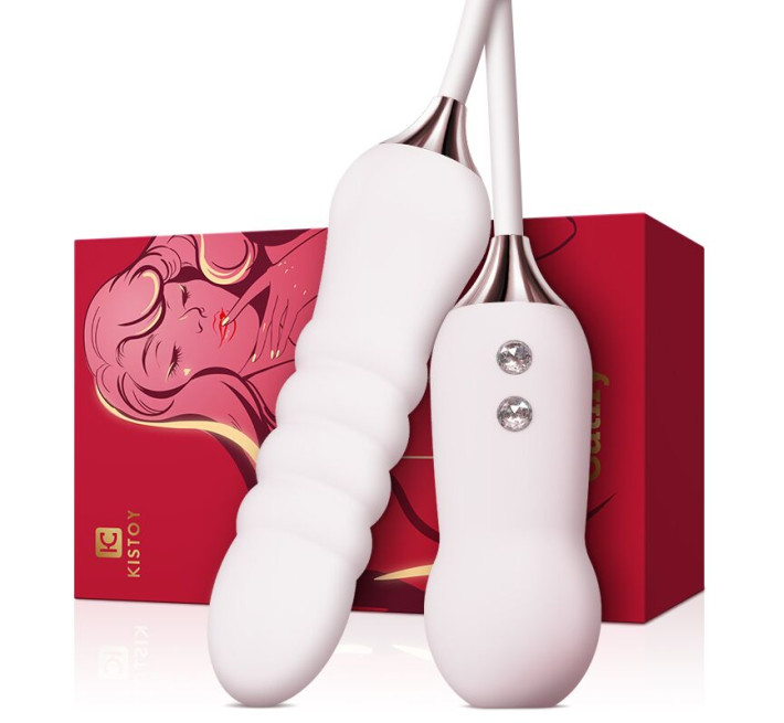 Пульсатор з вакуумним стимулятором Kistoy Cathy White на гнучкому з'єднанні